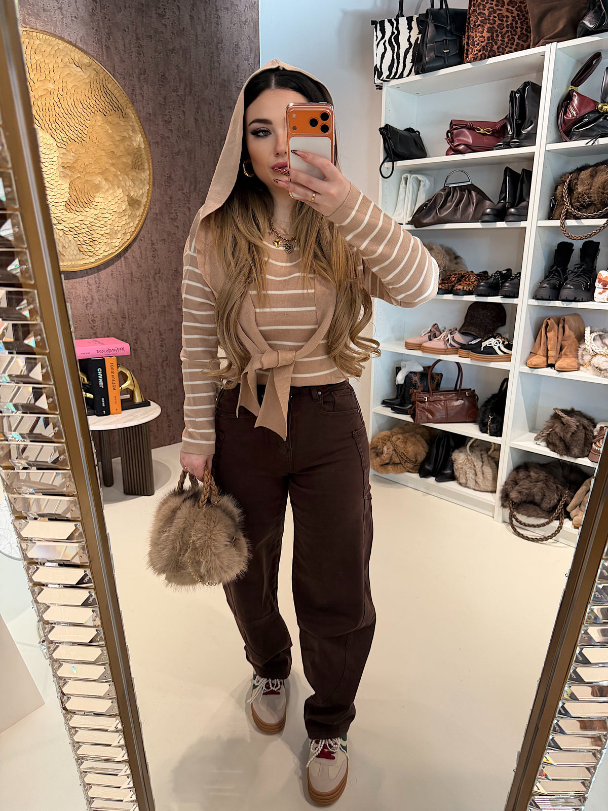 Maglia Parisienne a righe con spalla sciarpa