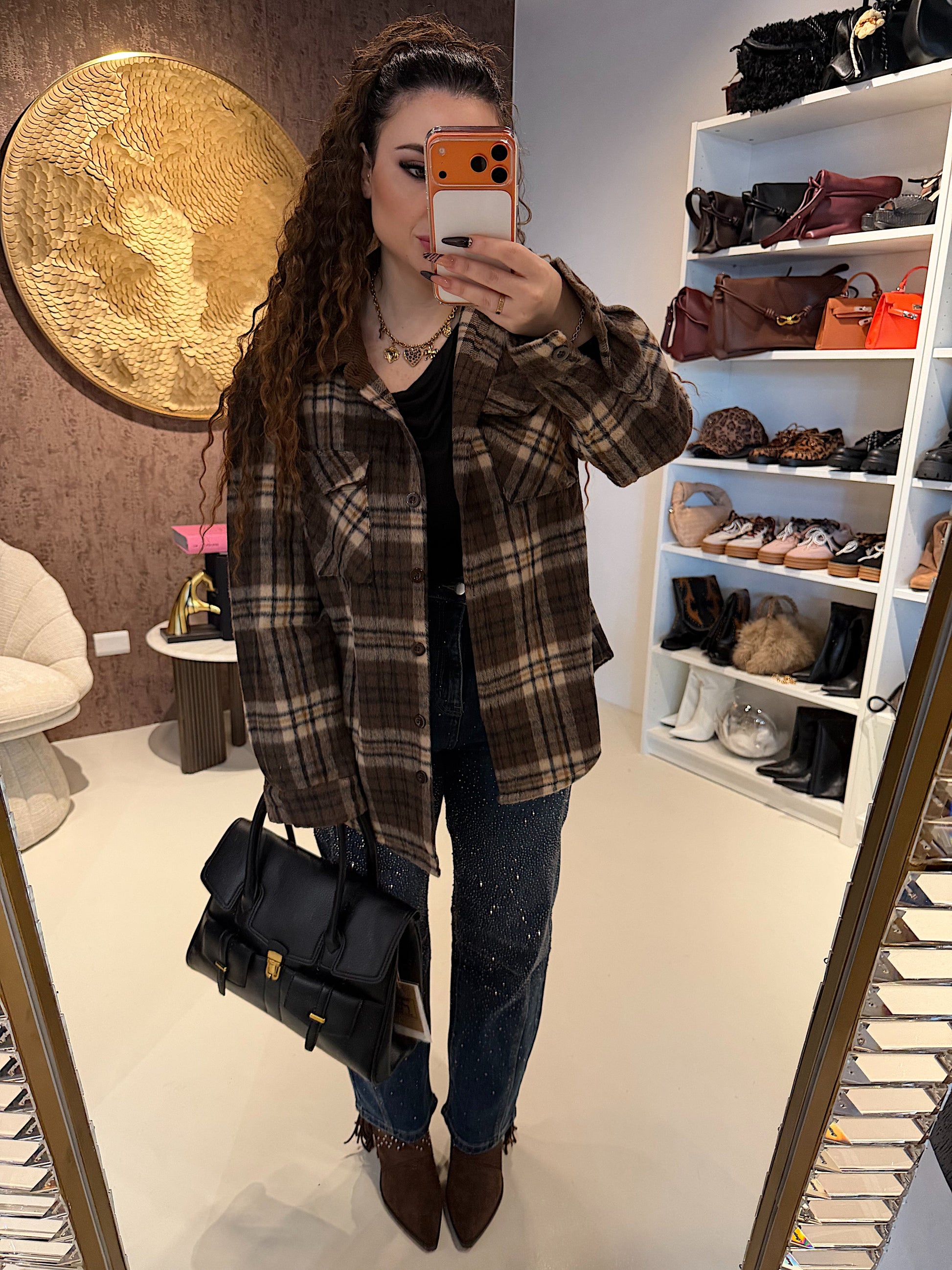 Camicia Oversize in Flanella a Quadri