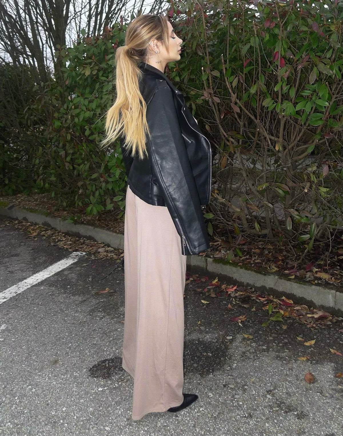 Giacca in ecopelle oversize nera