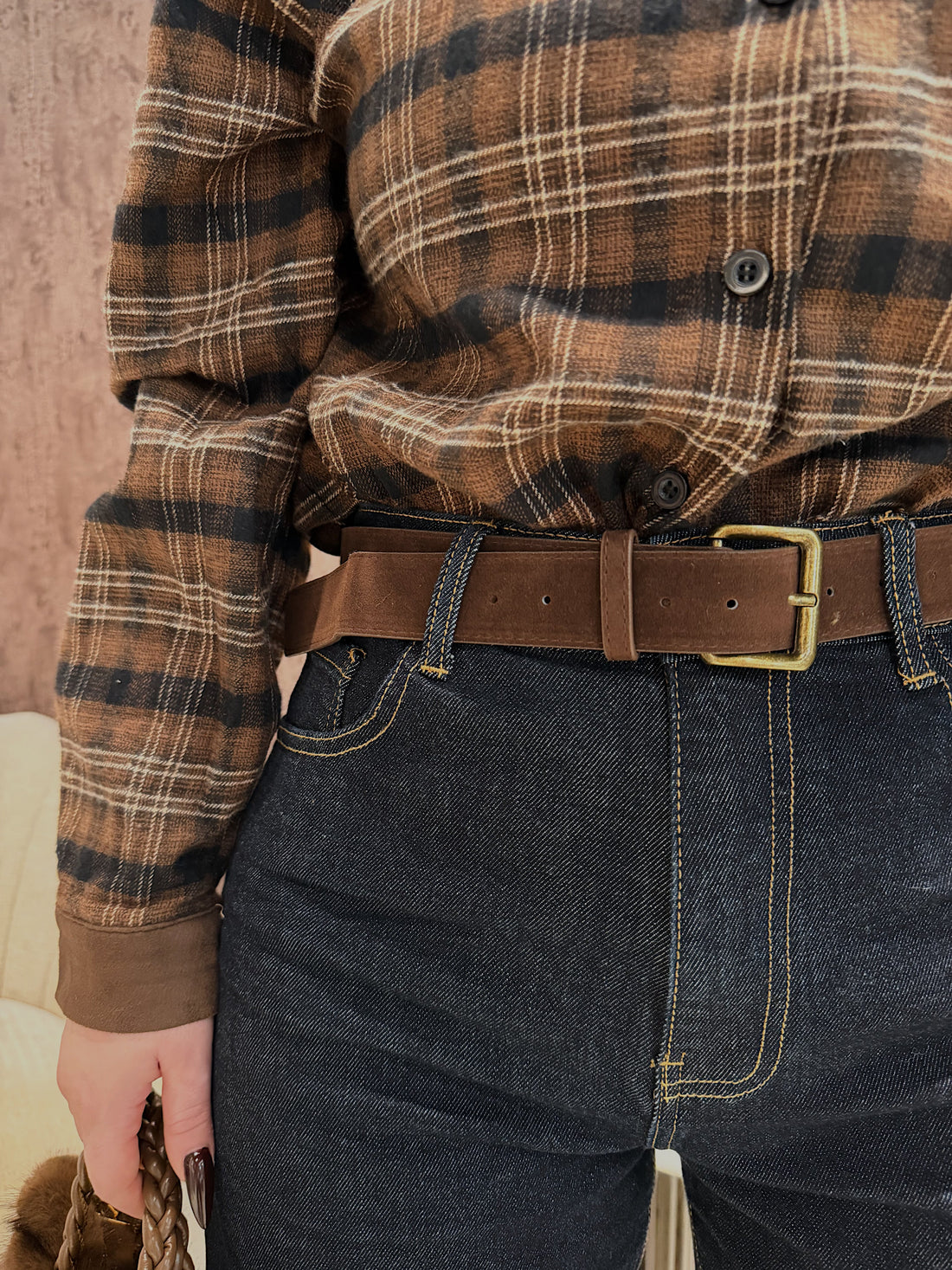 Jeans Turn Up Wide Leg con cintura