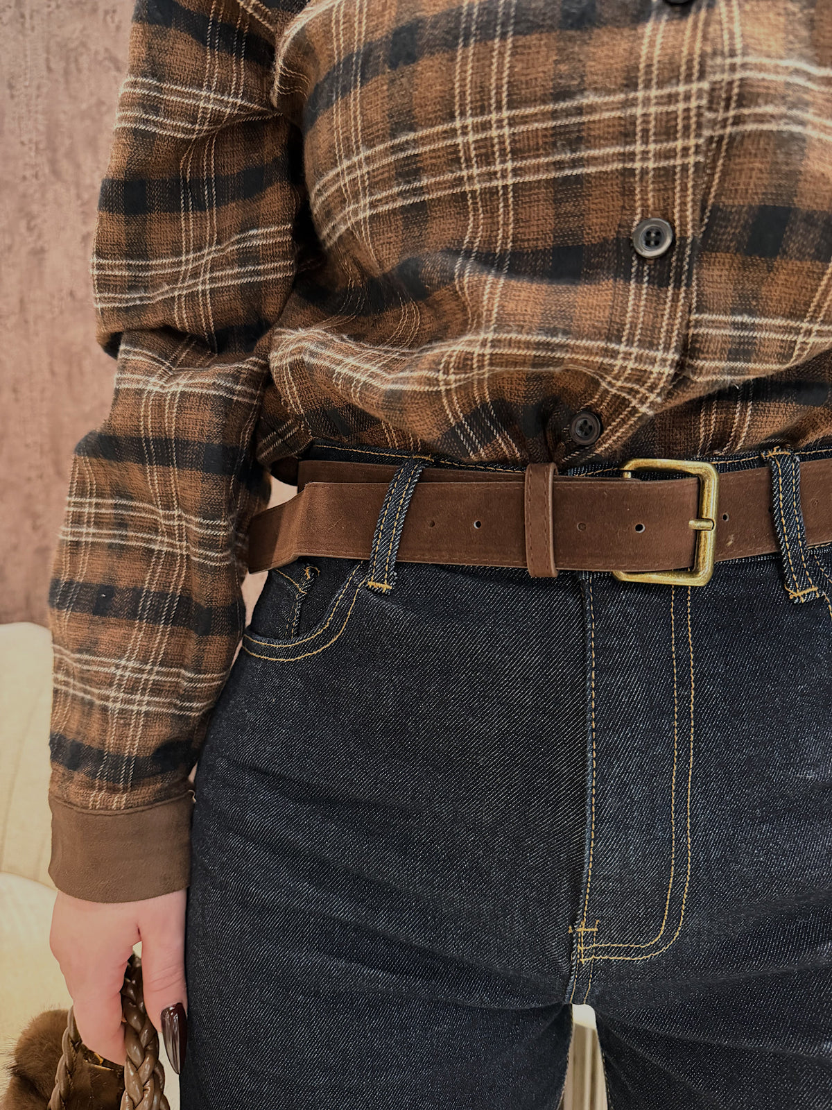 Jeans Turn Up Wide Leg con cintura