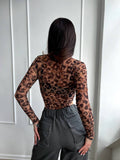 Body sgambato in velo animalier