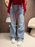 Jeans con cintura a cravatta