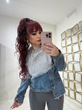 Felpa in jeans con strass