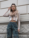 Cargo maxi con tasconi jeans macchiato