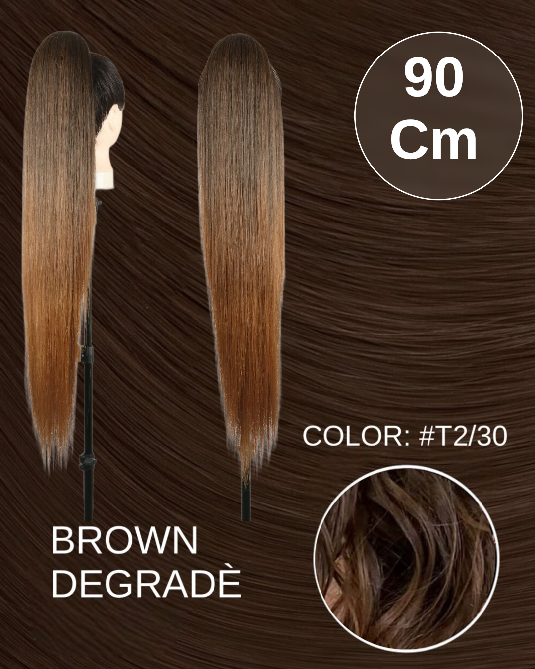 Coda extra long 90cm liscia con Coulisse vari colori