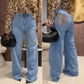 Jeans con tasca glitter maculata