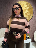 Maglione a righe Rosa brown