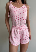 Set short più canotta rosa a cuori
