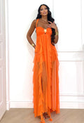 Abito con stella e tulle arancio