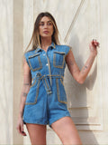 Tutina in jeans con strass