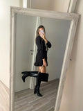 Completo giacca e gonna gessato nero