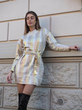 Abito in maglia gold con cintura