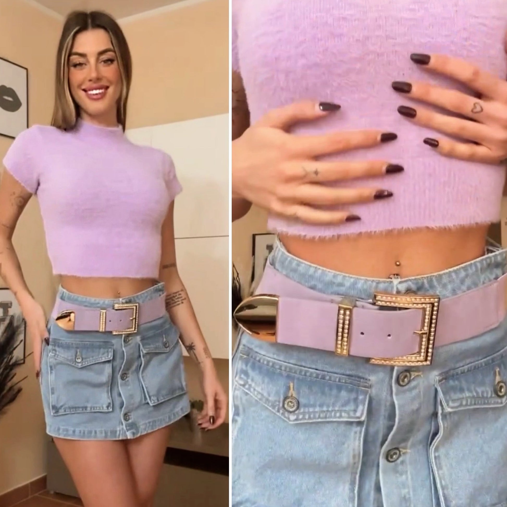 Cinturone largo oro con strass