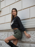 Felpa crop nera aquila