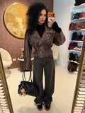 Jeans Balloon Fit con Stampa Animalier e Strass
