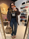 Giacca Denim con Collo in Pelliccia