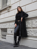Cappotto nero con cintura