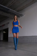 Completo top e gonna blu