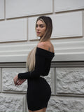 Abito in maglia nero scollo a barca