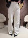 Jeans con brillantini e pizzo bianco