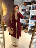 Cappotto con frange e fiocco 3 colori