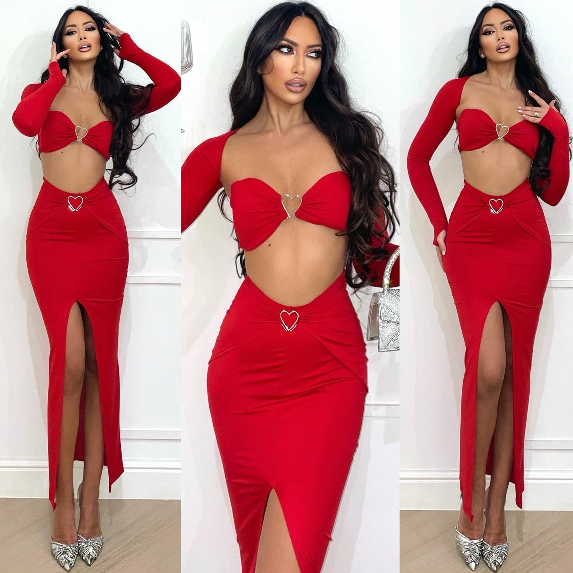 Completo top gonna rosso