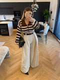 Maglione a righe marrone