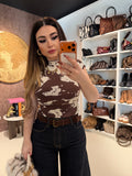 Completo top e pantalone cow print