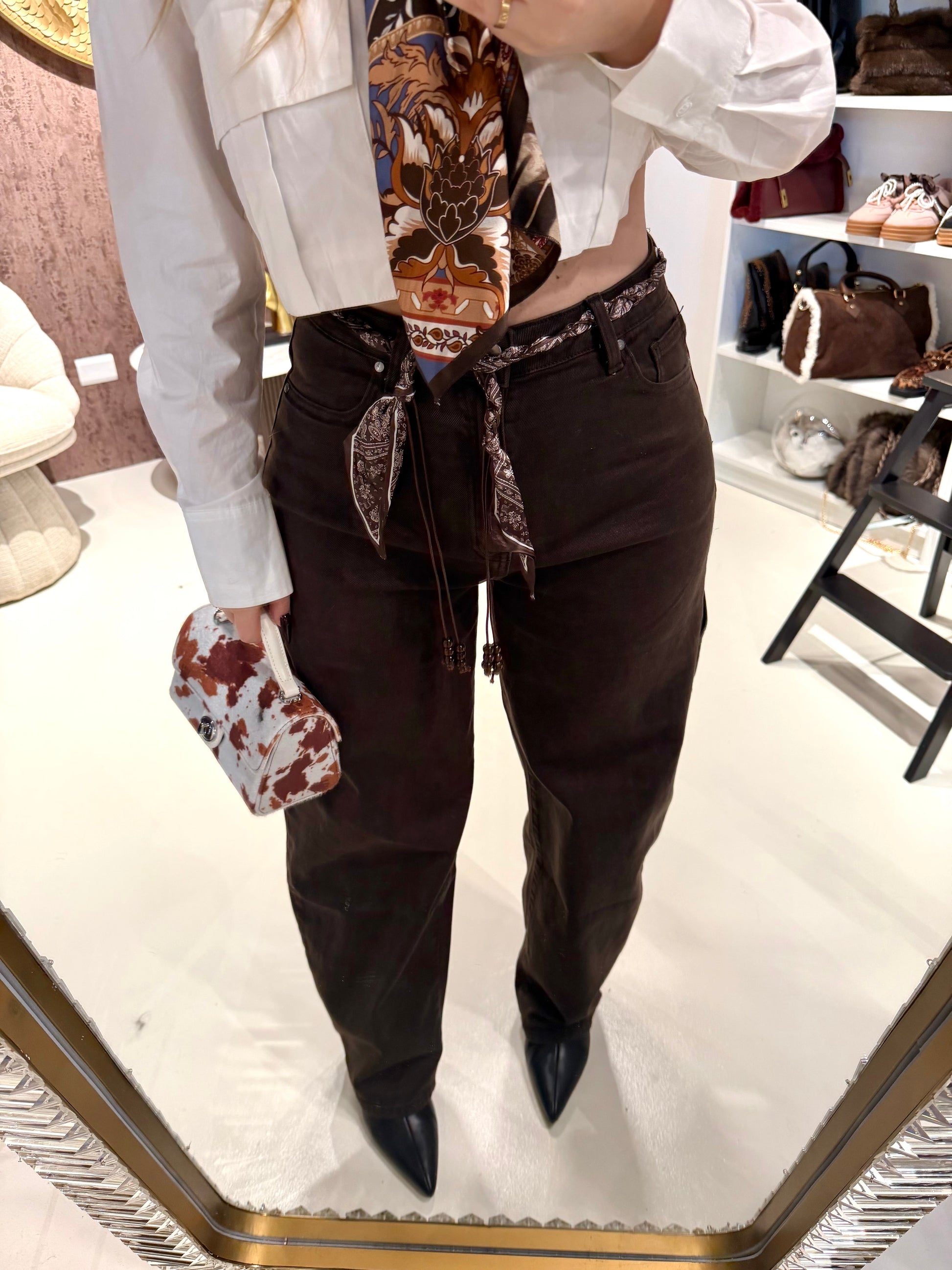 Jeans Wide Leg Brown