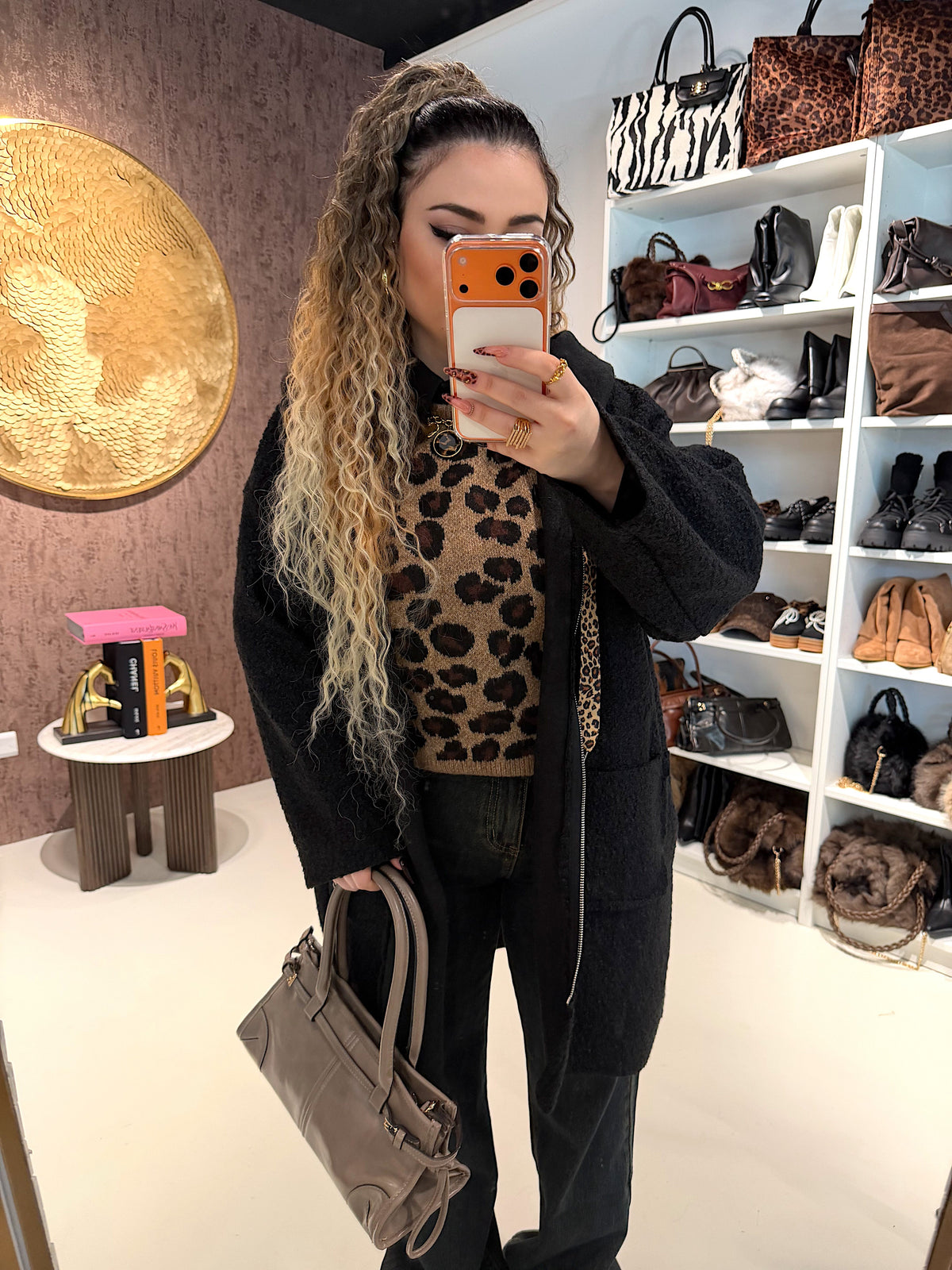Cardigan Morbido con Cappuccio e laccio Animalier