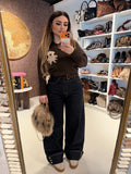 Jeans Turn Up Wide Leg con cintura