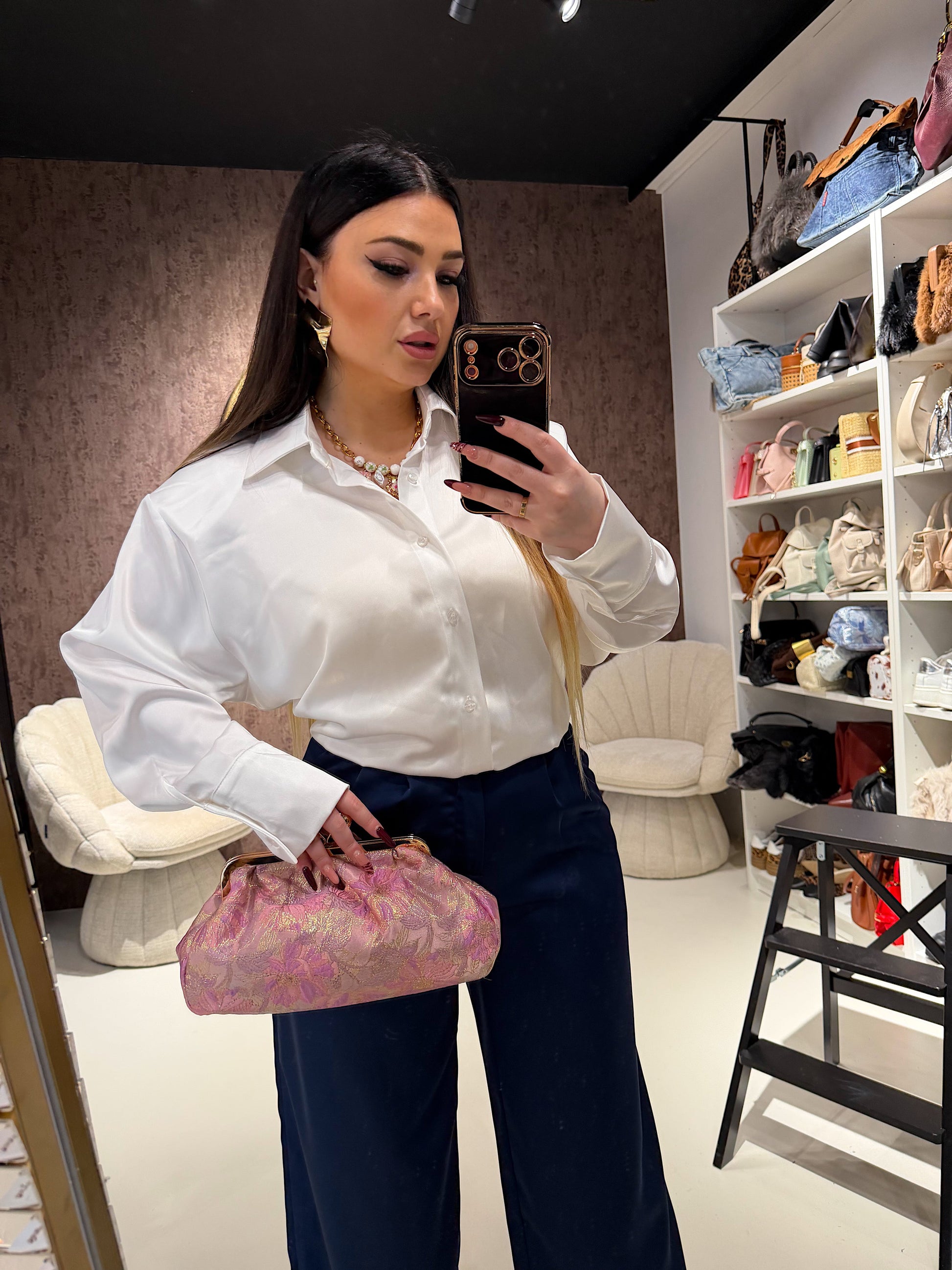 Camicia satin spalline imbottite