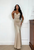 Abito sirena bretellina beige