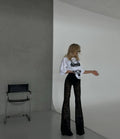 Set due pezzi t-shirt e Pantalone in pizzo a zampa