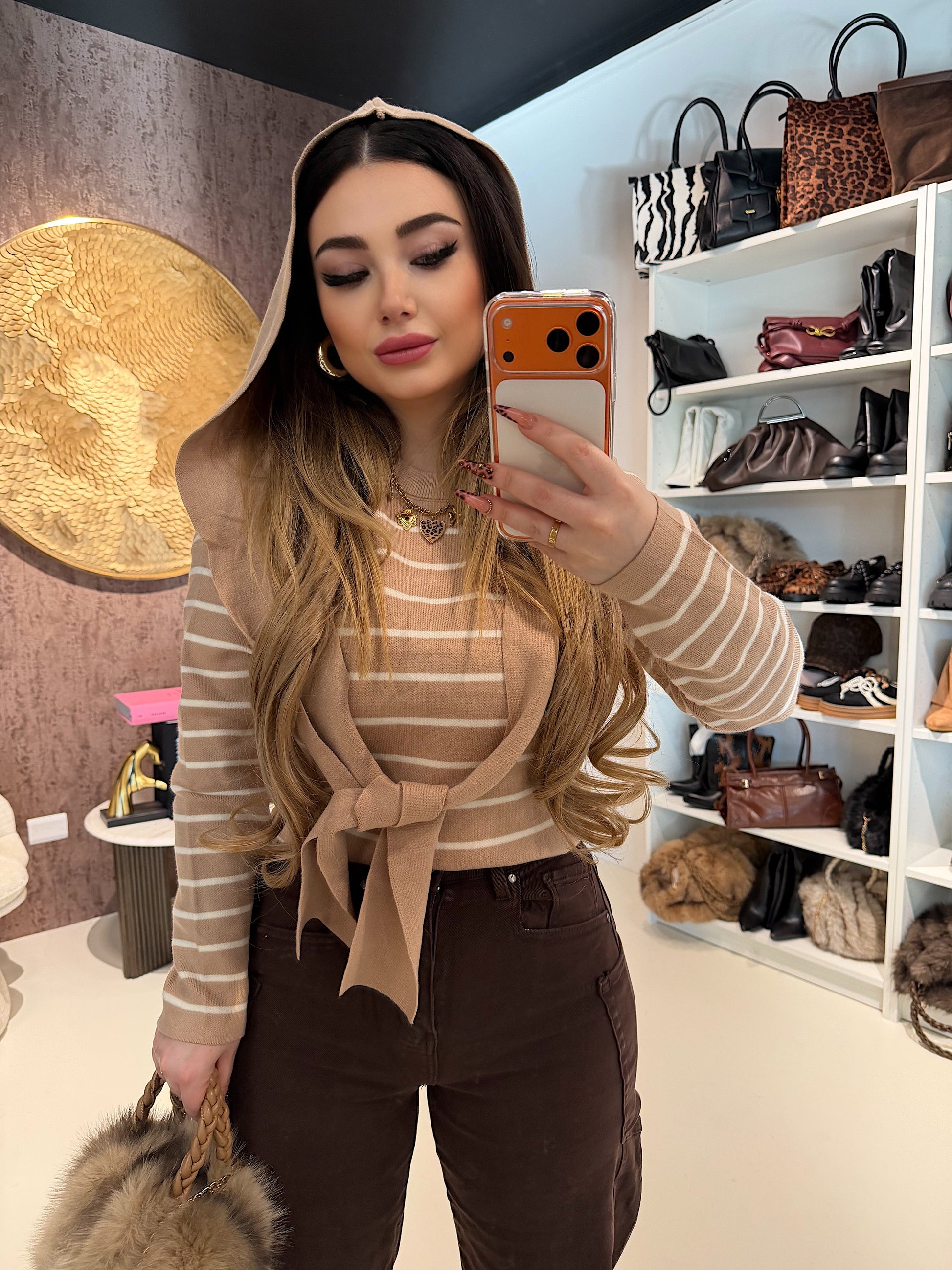 Maglia Parisienne a righe con spalla sciarpa