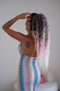 Coda #T-PINK riccia con Coulisse Rosa Degradè