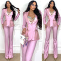 Completo giacca bustier e pantalone rosa