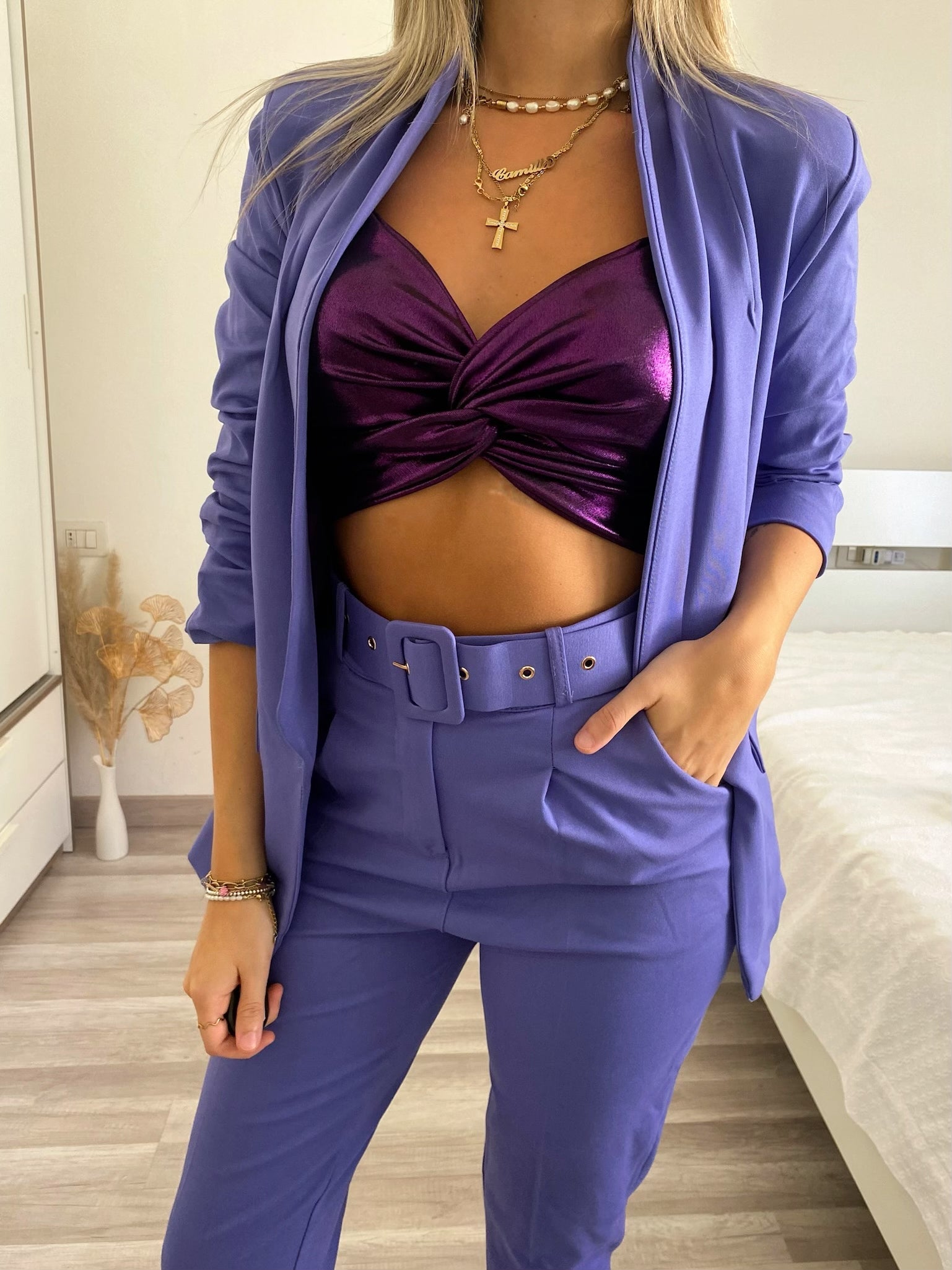 Completo giacca e pantalone glicine