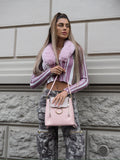 Maglione con pelliccia rosa