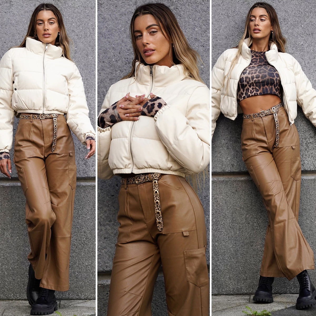 Piumino bomber beige