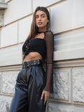 Blusa in velo con lacci