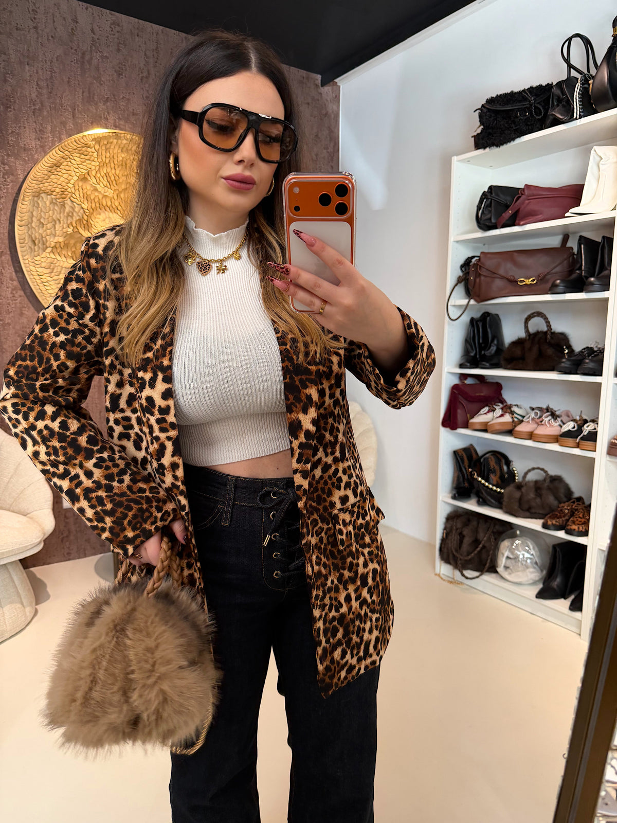 Giacca  animalier con fodera interna