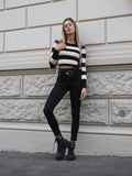 Pantalone nero con cintura oro