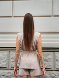 Completo smanicato e short beige