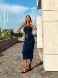 Tubino in jeans con spacco e zip