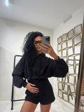 Felpa cropped con cappuccio