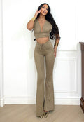 Completo top e pantalone beige