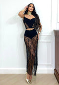 Top in pizzo nero