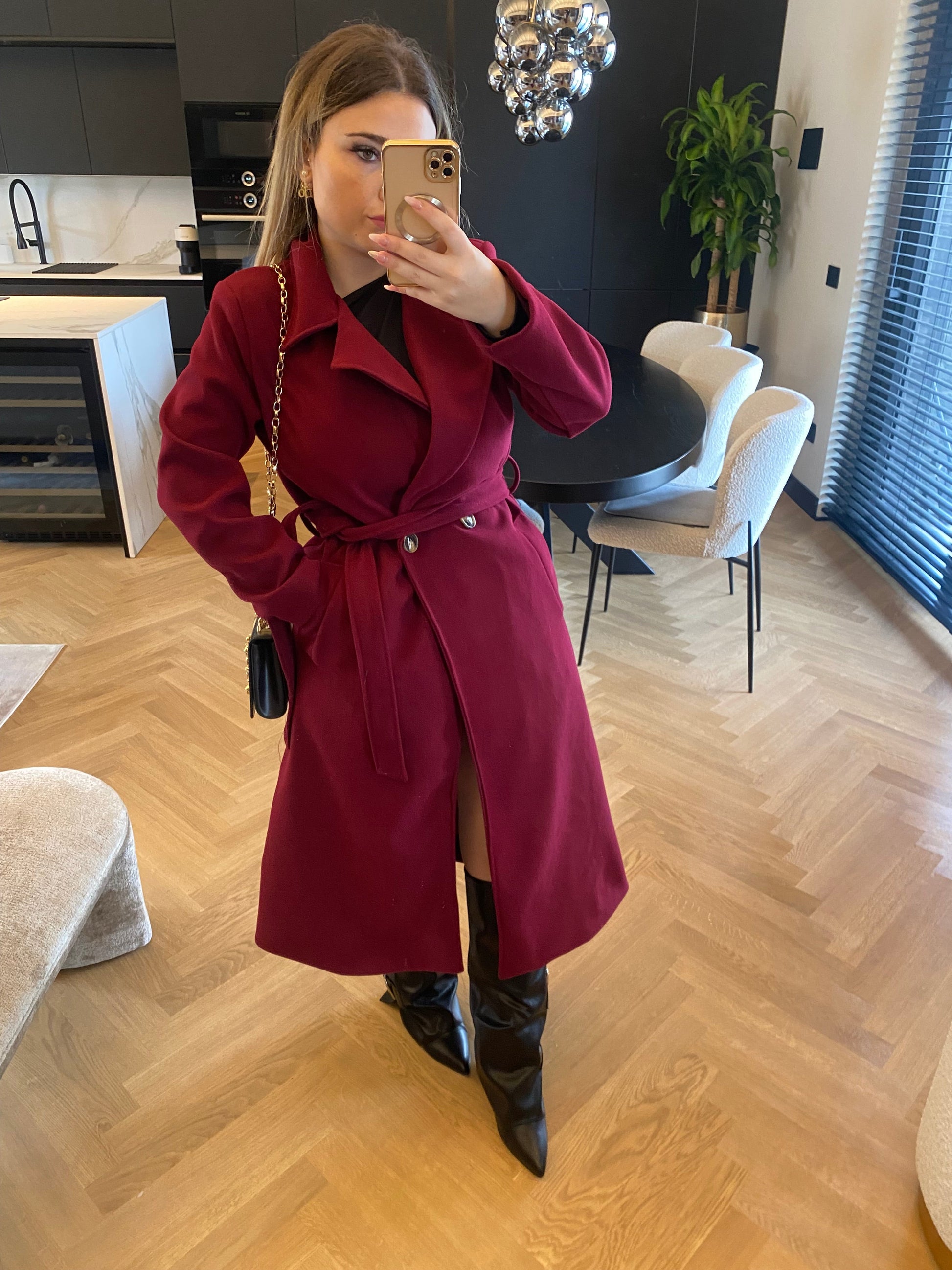 Cappotto lungo burgundy